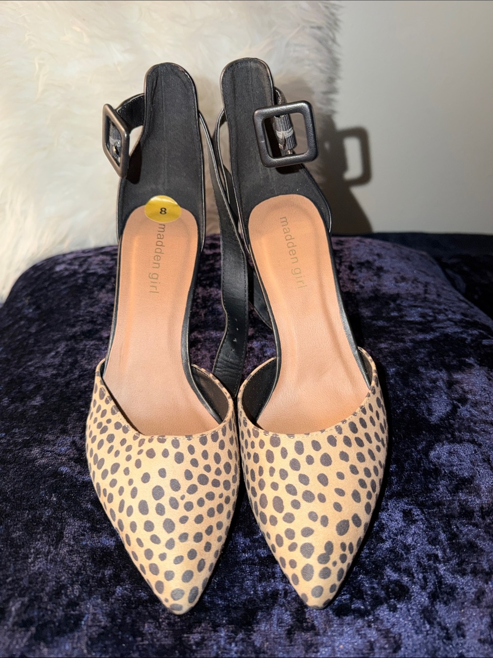 Madden Girl Leopard Print Pointed Slingback Heels - Black & Tan